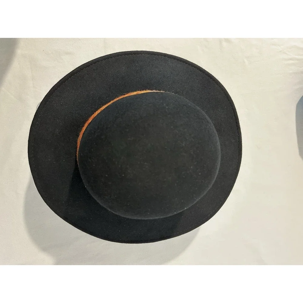 Woolrich Felt Hat Black Wide‎ Brim Contrast Band Wool Size OS 21.5